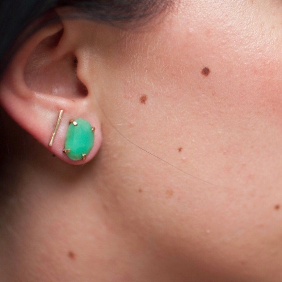 Jewelry - Rosecut Green Chrysoprase Stud Earrings